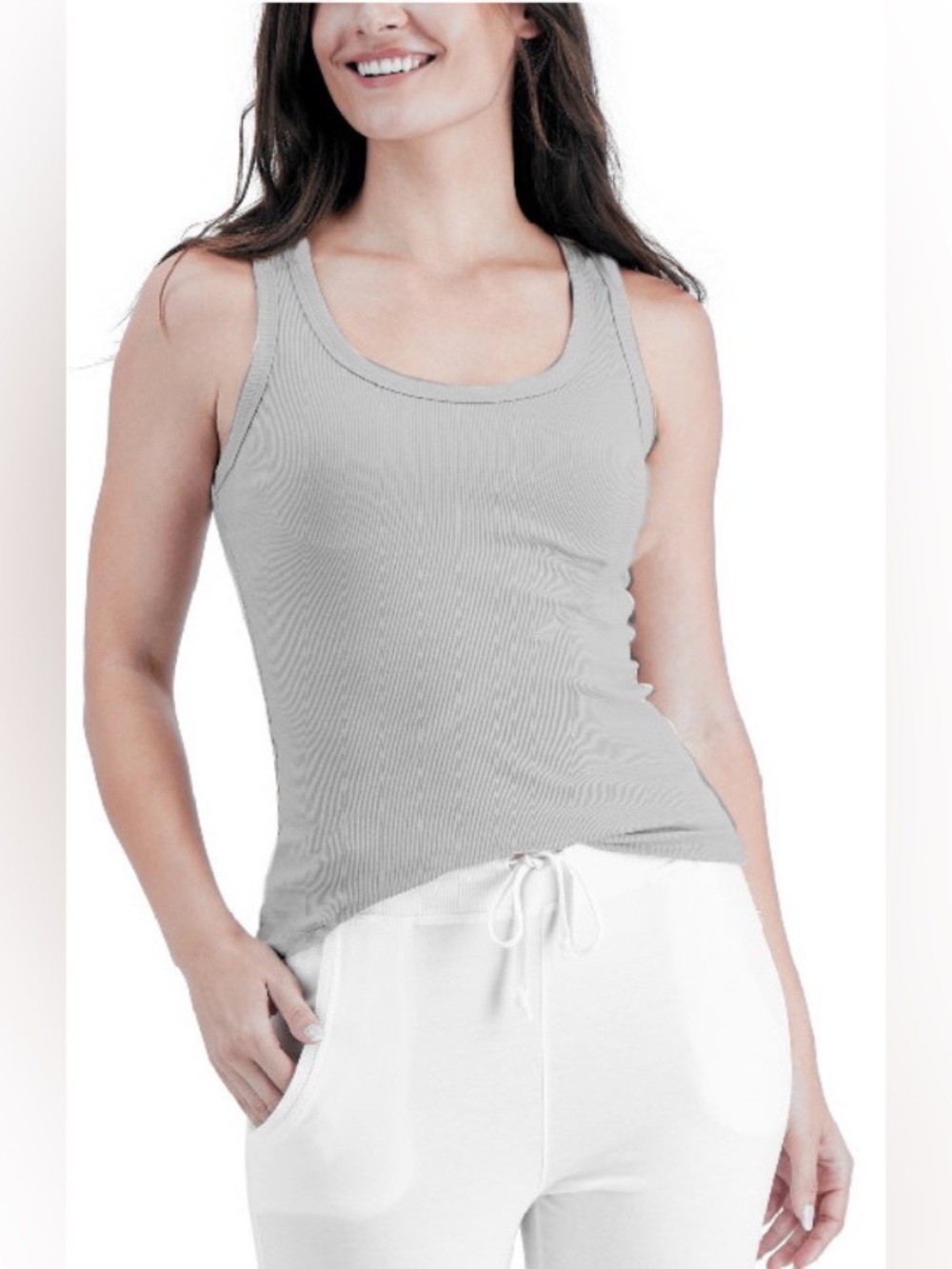 Jenni Women's Solid Ribbed Racerback Tank Top X-Small Taupe AMX